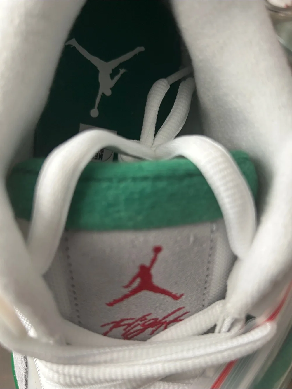 Air Jordan White and Green Men's Low-Top Athletic Sneakers